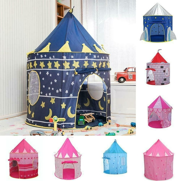 Portable Folding Fairy Play Tent Children Kids Castle Cubby Play House Toy Blue